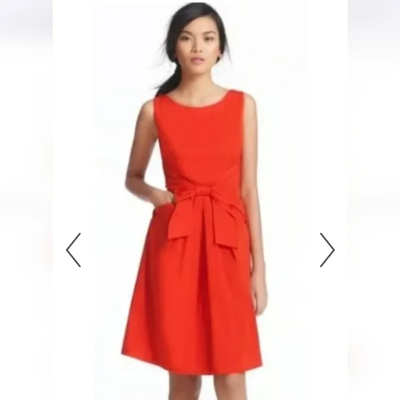 Kate Spade Vibrant Red Midi Dress with Bow Detail Dr3 - Picture 1 of 4